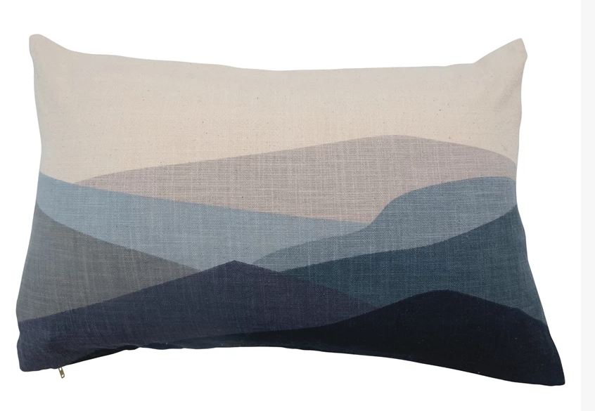Multi Blue Cotton Print Pillow