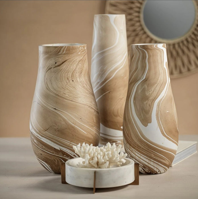 Natural Latte Marbleized Vase