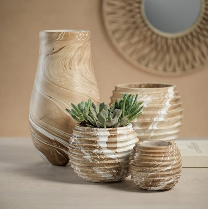 Natural Latte Marbleized Vase