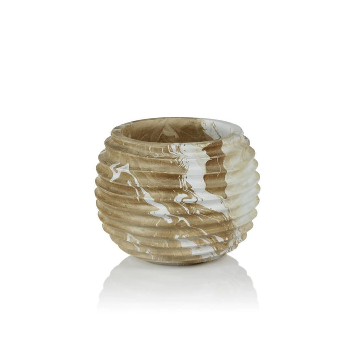 Natural Latte Mango Wood Marbleized Cocoon Pots
