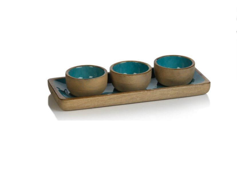 Seychelles Mango Wood Condiment Set
