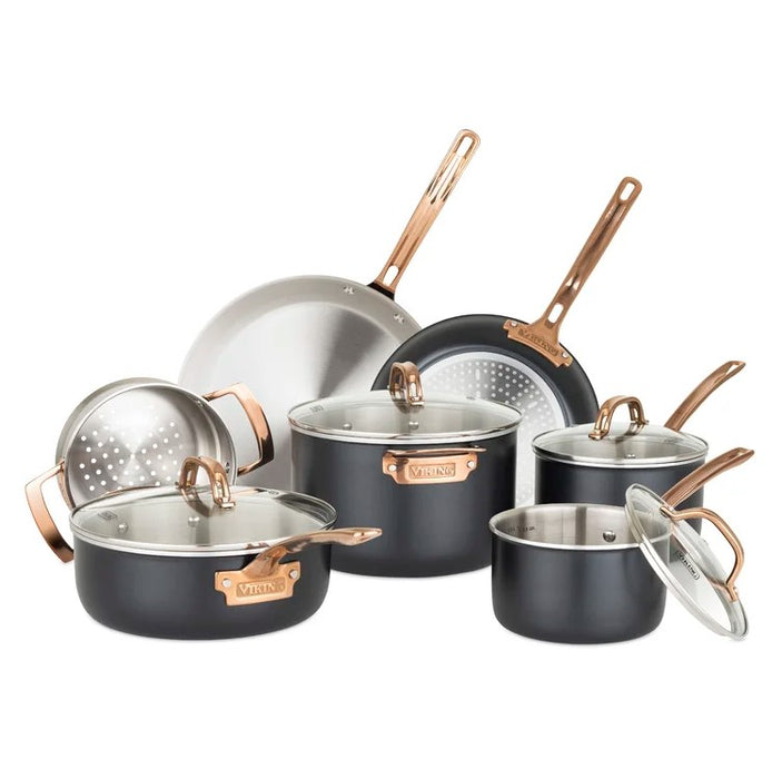 Viking 11-Piece 3-Ply Black & Copper Cookware Set