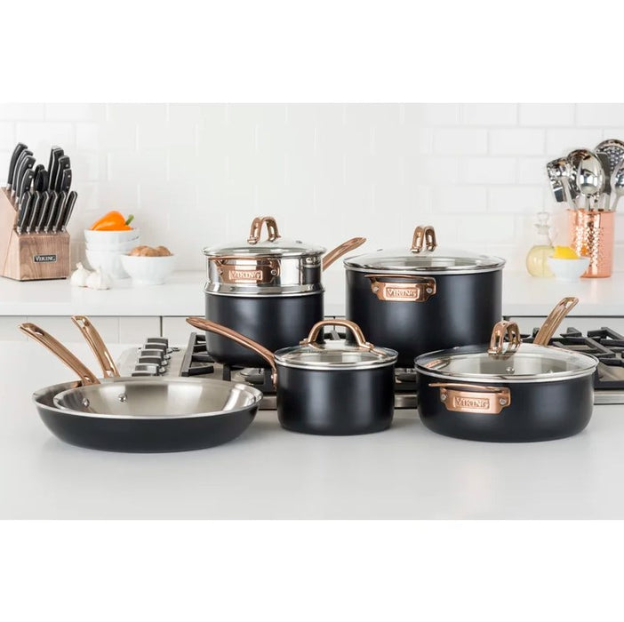 Viking 11-Piece 3-Ply Black & Copper Cookware Set