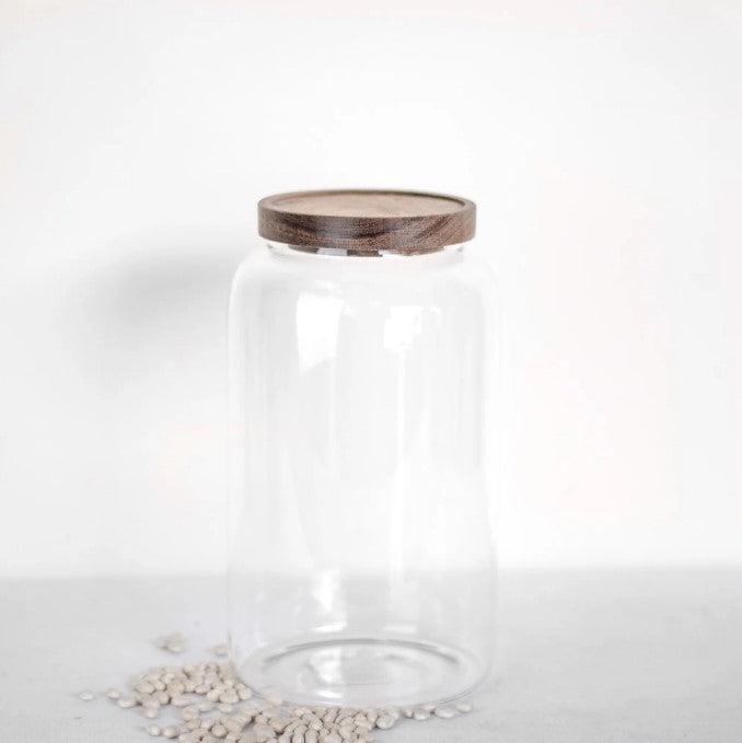 Clear Glass Canister Wood Lid
