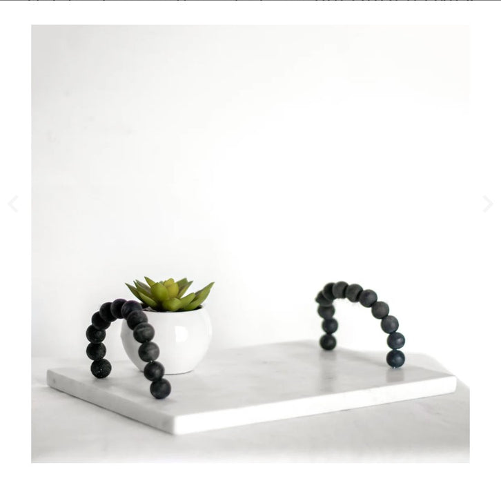 Cream Marble Tray With Handles