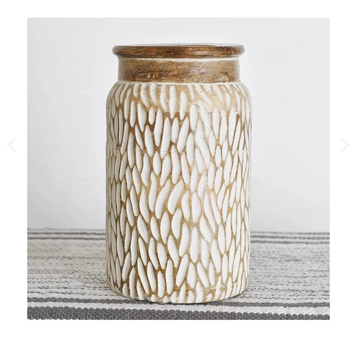 Carved Wood Jar