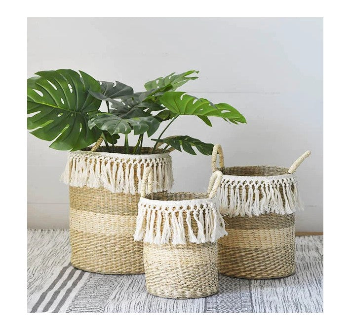 White Seagrass Basket
