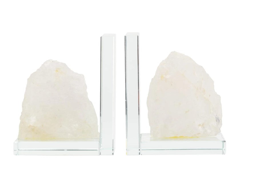 Crystal Bookends With White Stone