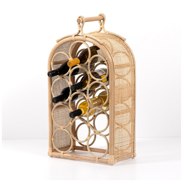 Arched Rattan Wine Rack - Natural Rattan