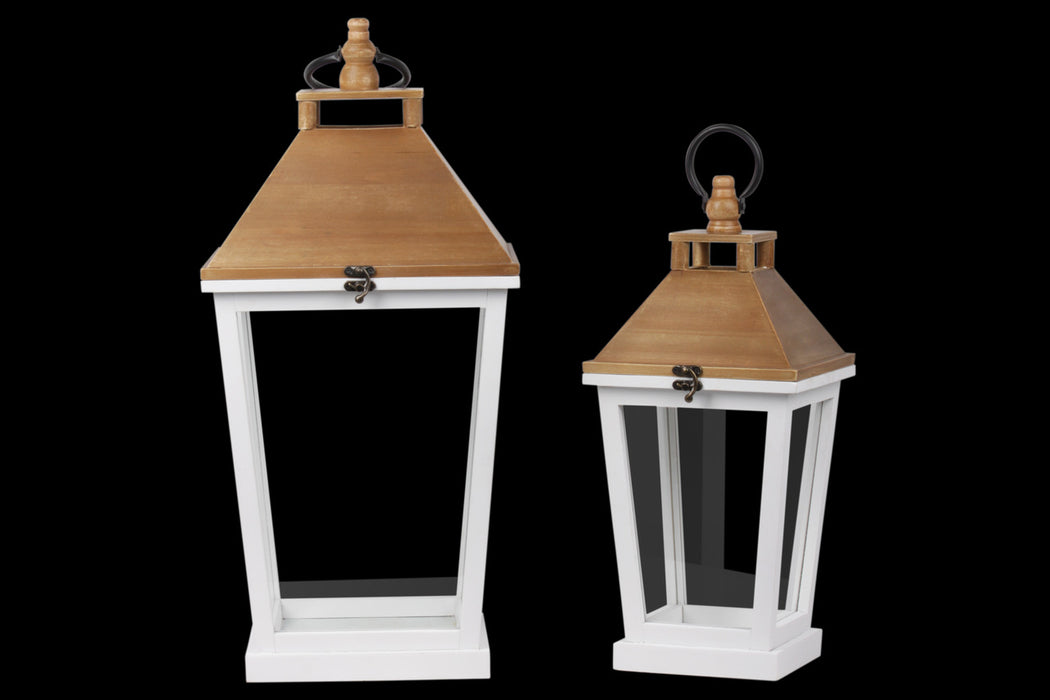 Square Lantern With Wood Top