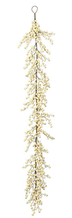 6' White Rosehip Berry Garland