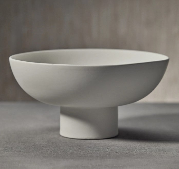 White Ceramic Footed Bowl