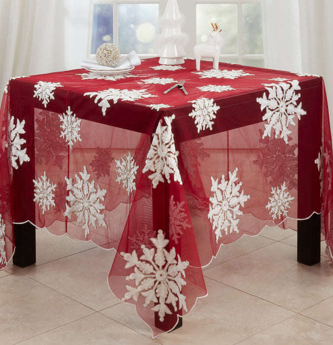 Beaded Red Snowflake Runner