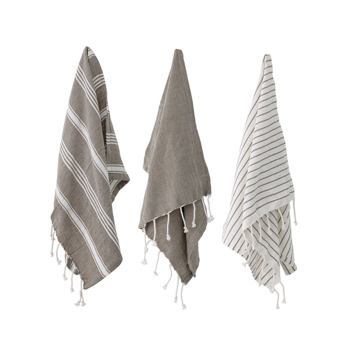 Cotton Striped Tea Towels - Set Of 3