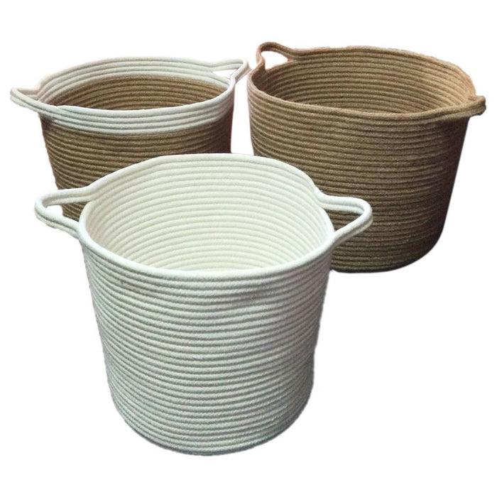 White & Brown Jute Basket - Assorted