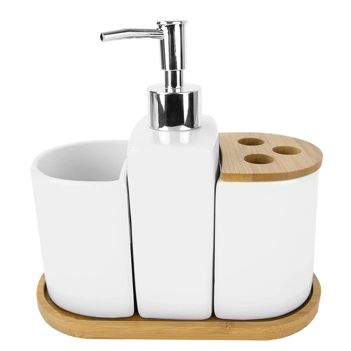Bamboo & Ceramic 4pc. Bath Set