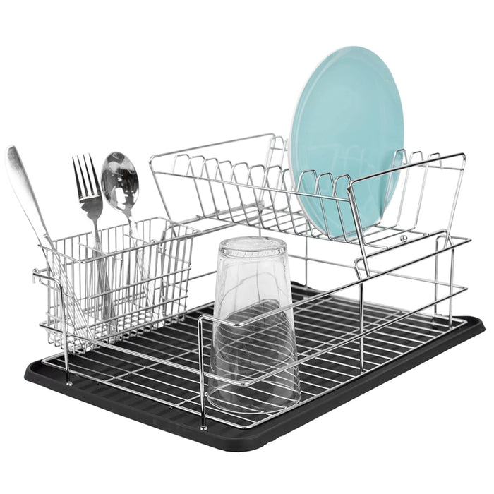 Deluxe 2-Tier Dish Rack - Black