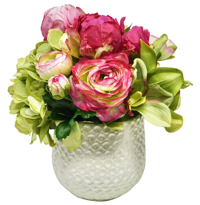 Ginny Pot With Fuchsia / Green Florals