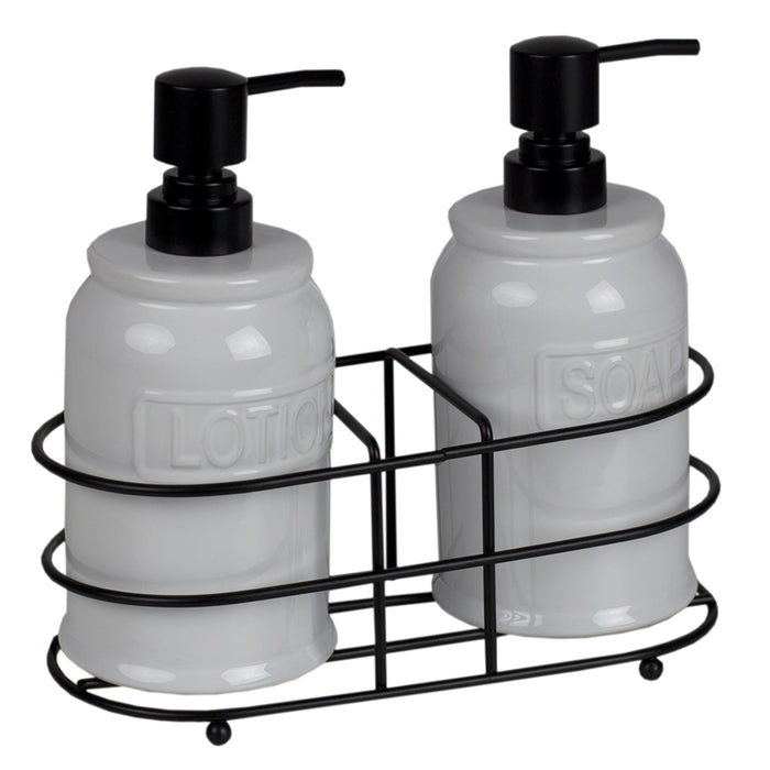 2-Piece Embossed Ceramic Dispenser