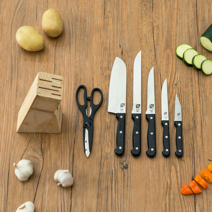 7-Piece Knife Set With Block - Black
