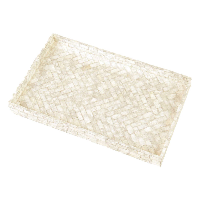 Orion Herringbone Striped Capiz Tray