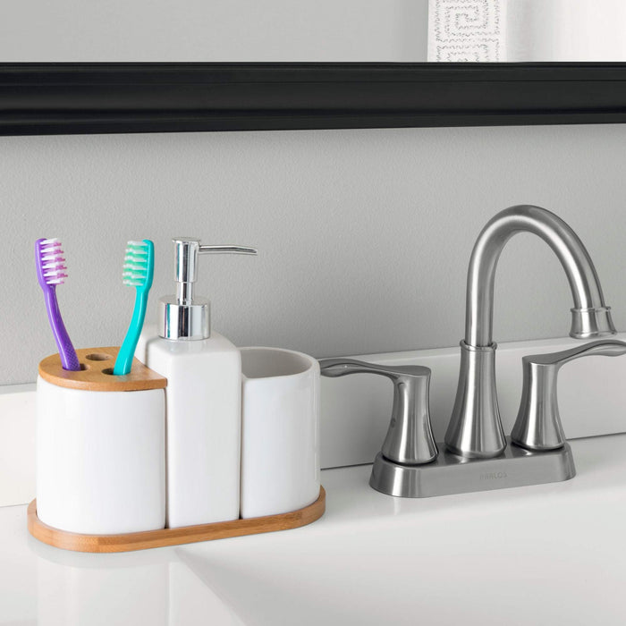 Bamboo & Ceramic 4pc. Bath Set