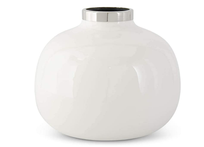 White Enamel Vase With Ring