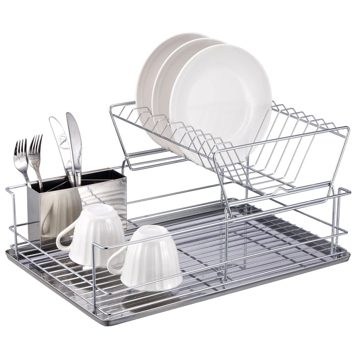 2-Tier 3-Piece Steel Dish Drainer