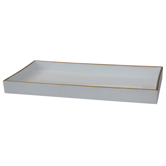 White With Gold Trim Vanity Tray