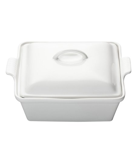 Covered Square Casserole Dish-White