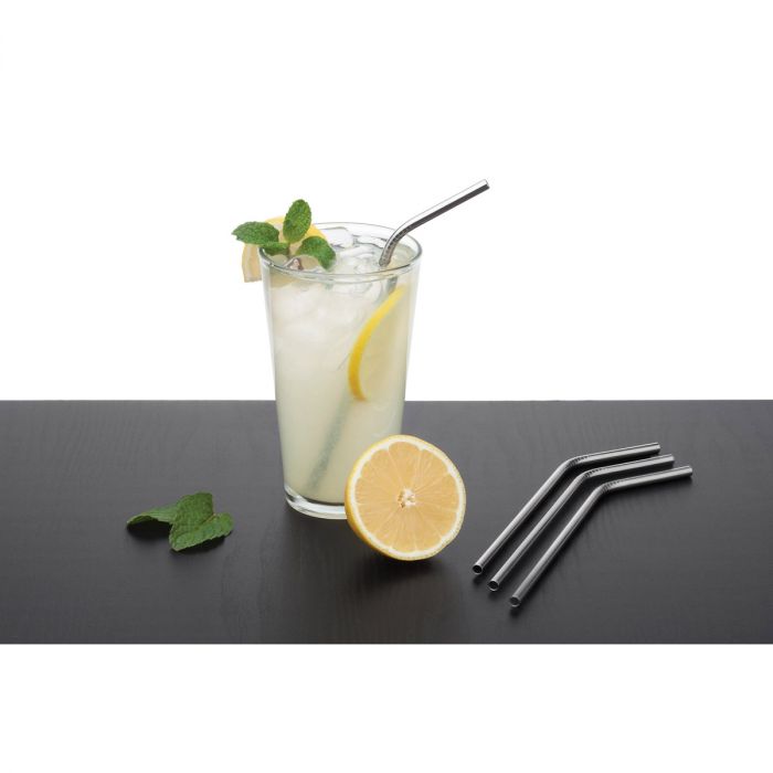 HIC Kitchen Stainless Steel Reusable Drinking Straws - Set Of 4