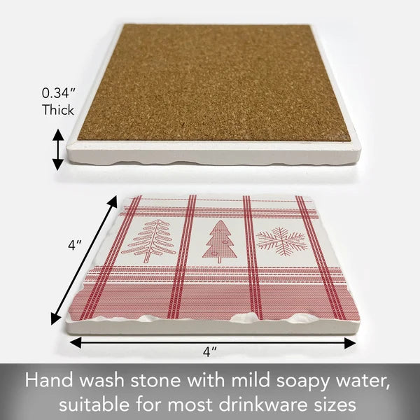 Red Winter Plaid Coasters