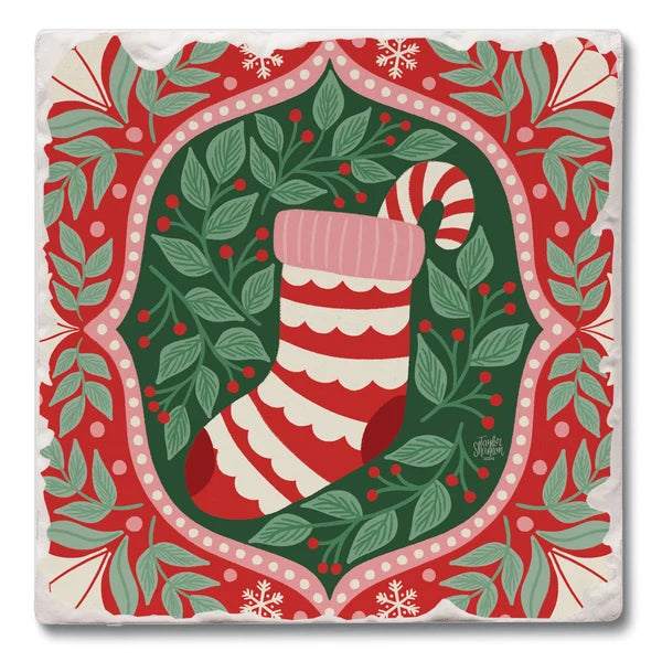 Folky Stocking Square Coasters