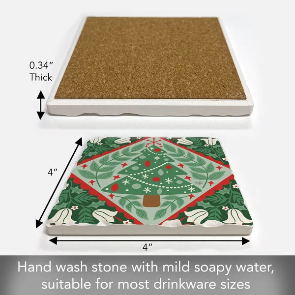 Folky Tree Square Coasters