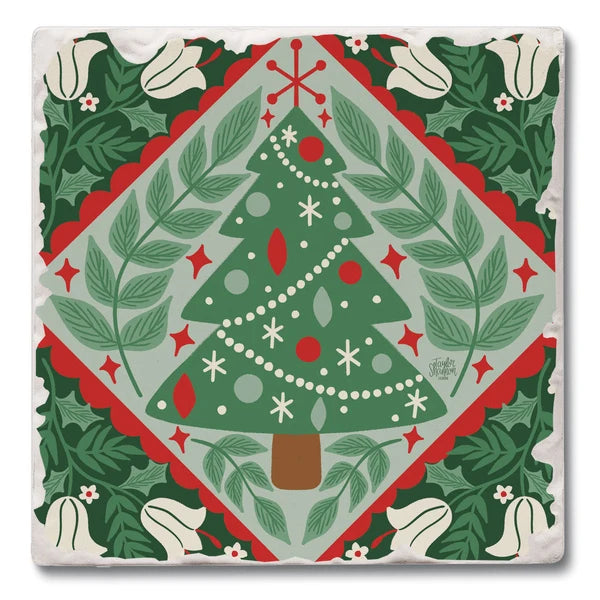 Folky Tree Square Coasters