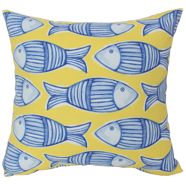 Greek Fish Yellow Outdoor Pillow