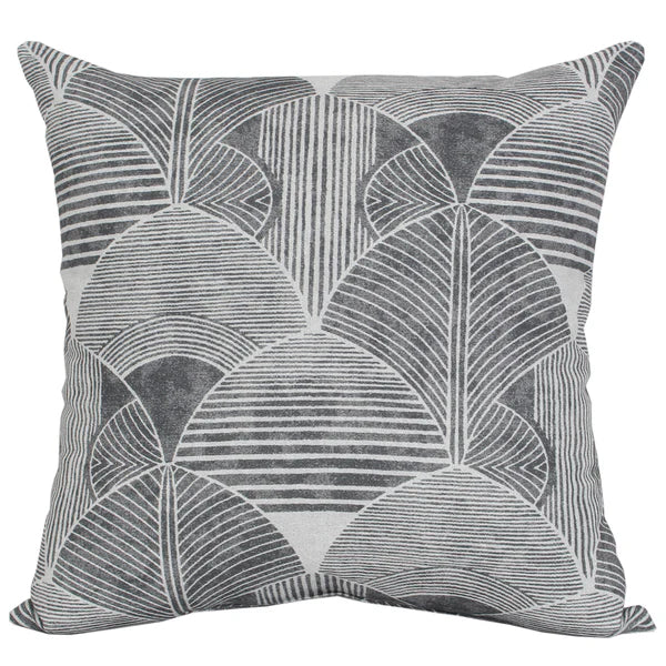 Leaf Geo Gray Outdoor Pillow
