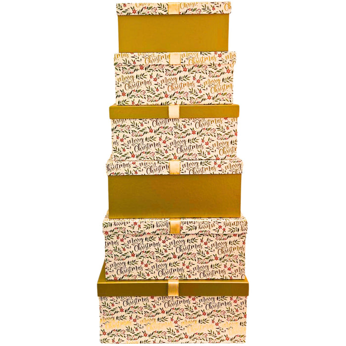 Floral Christmas Foil & Ribbon Gift Box