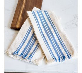 Set Of 2 Blue Stripe Kitchen Towels