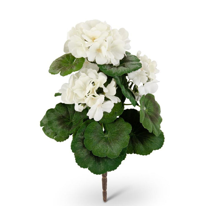 15" White Geranium Bush