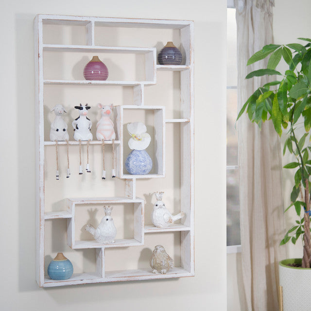 Wooden Multi-Tier Wall Shelf - Whitewash