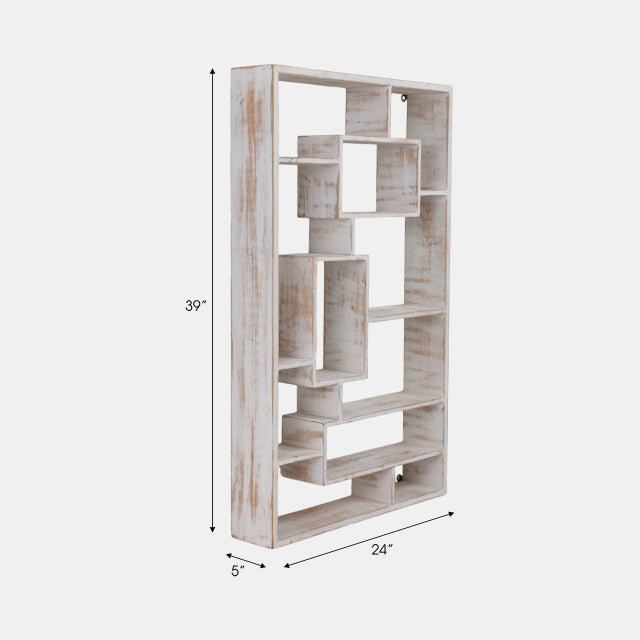 Wooden Multi-Tier Wall Shelf - Whitewash