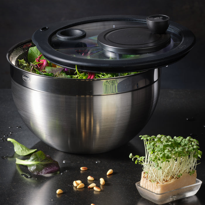 9.5" Salad Spinner With Glass Lid