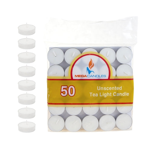 50-Piece Unscented Tea Light Candle - White