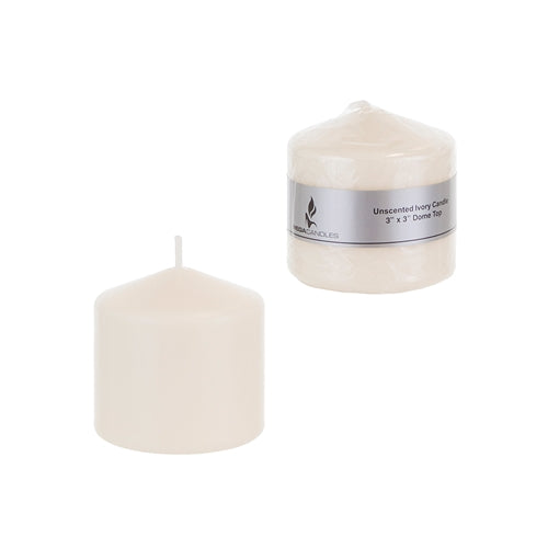 3" x 3" Unscented Domed Top Press Pillar Candle