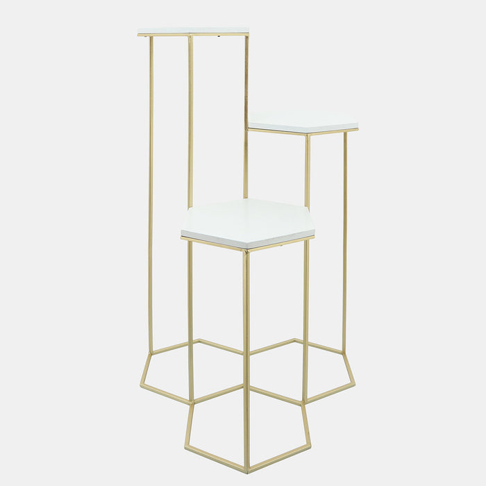 Metal 3-Layered Plant Stand - White & Gold