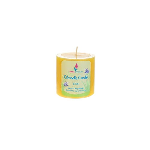 3" x 3" Round Citronella Pillar Candle - Yellow