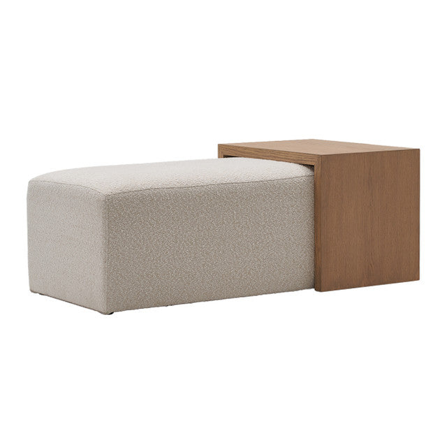 Modern Rectangular Ottoman - Ivory