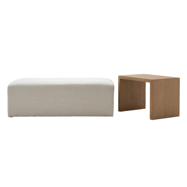 Modern Rectangular Ottoman - Ivory