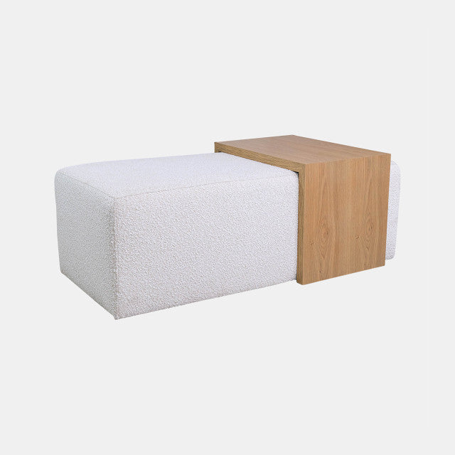 Modern Rectangular Ottoman - Ivory